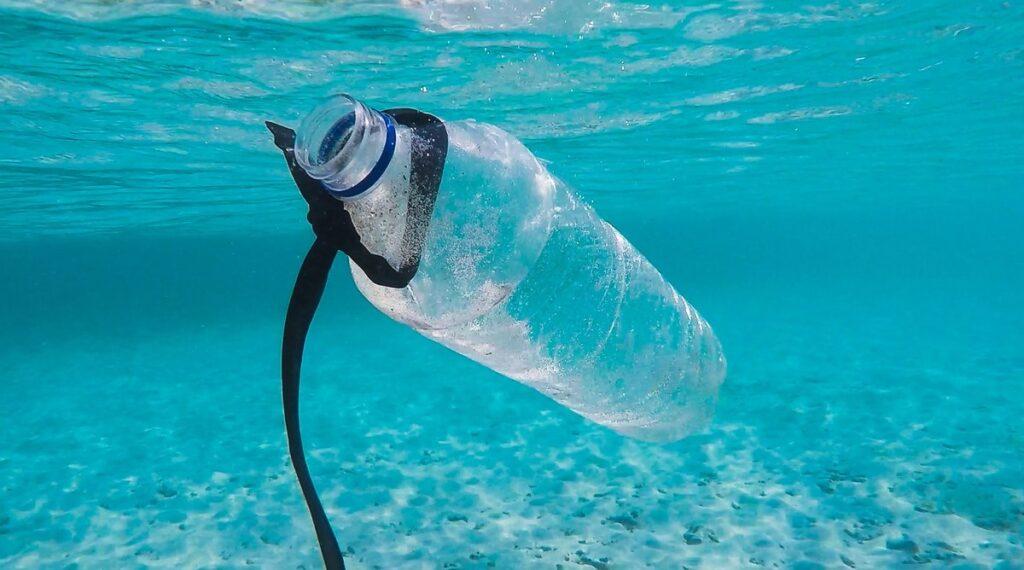 waste bottle in sea
