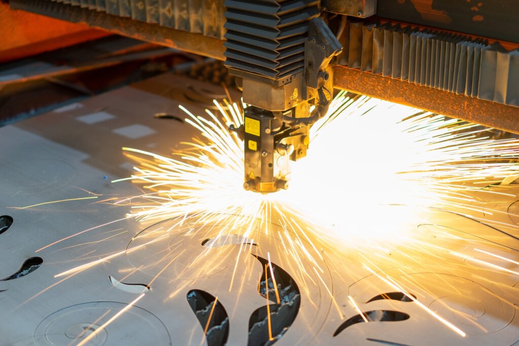 Metal cutter in use at manufacturing plant